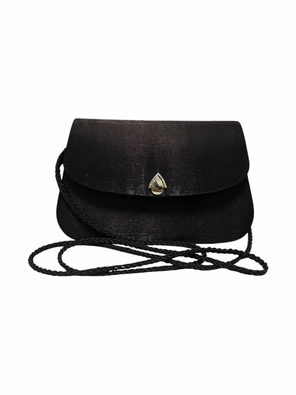 Vanessa Solid Black Satin Evening Bag